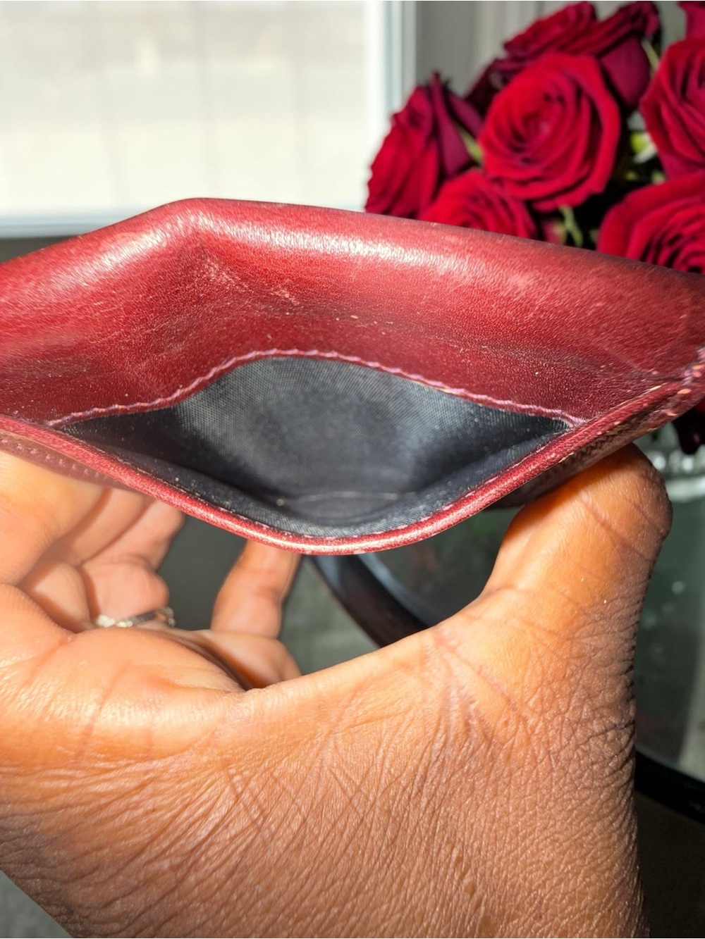 Vintage Salvatore Ferragamo Gancini Leather Compact Wallet Bordeaux Red - Picture 5 of 10